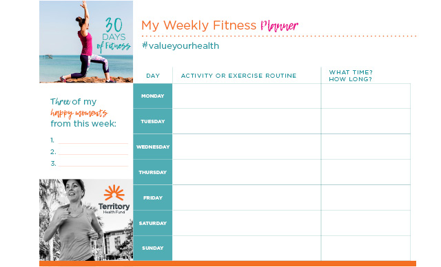 Weekly Fitness Planner - click to download